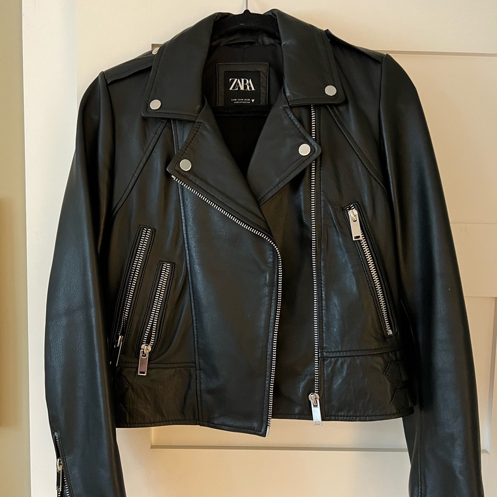 Zara Black Faux Leather Jacket